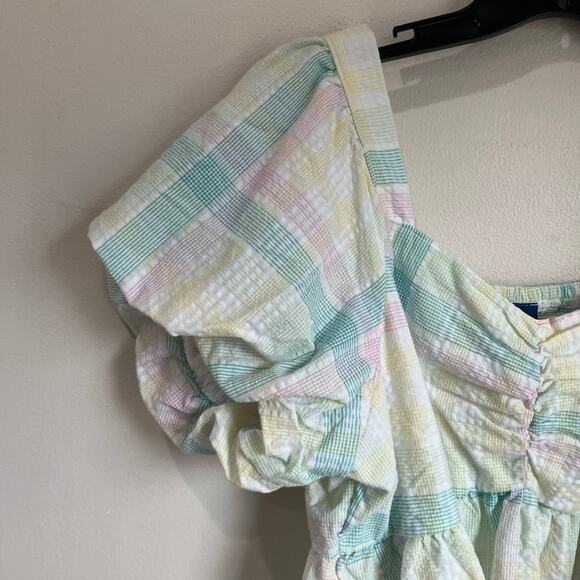 Old Navy Pastel Plaid Puff Sleeve Top Size XL - Picture 10 of 10